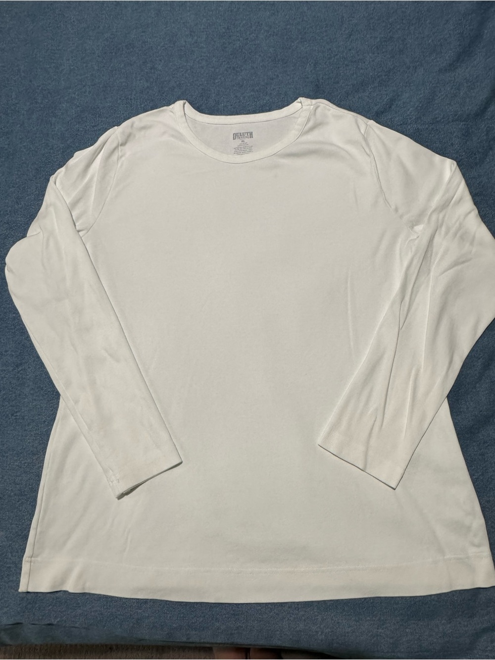 White Long-Sleeve Crewneck Shirt - Duluth Trading Co — 100% cotton